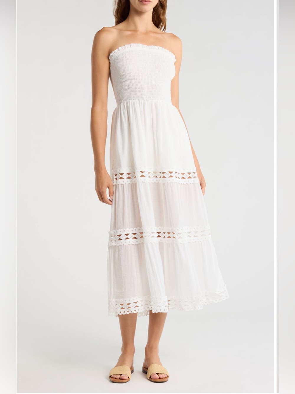 Elan Tiered Strapless Coverup Dress